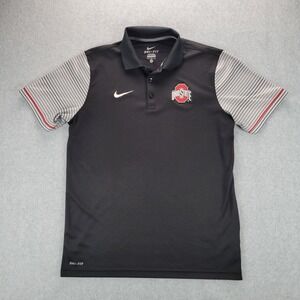 Nike Men's M Ohio State Buckeyes Logo Performance Polo Black Dri Fit
